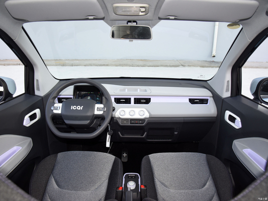 Chery QQ Ice Cream EV Mini Electric Car 3 deuren 4 zitplaatsen Topsnelheid 100 KM/h voor volwassenen